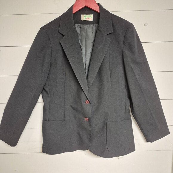 Glen Echo Sportswear Black Blazer Jacket Womens Sz M 2-Button Front Pockets - Picture 1 of 6